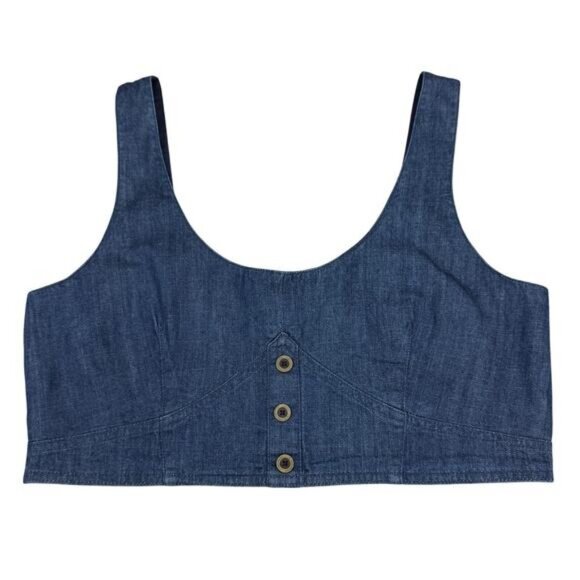 Banana Republic Denim Scoop Neck Corset In Dark Blue Womens Size 14 - Picture 3 of 6